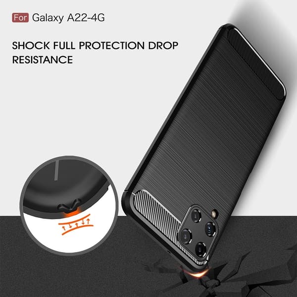 TPU Carbon Skal Galaxy A22 4G - Svart