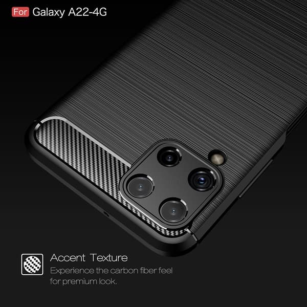 TPU Carbon Skal Galaxy A22 4G - Svart
