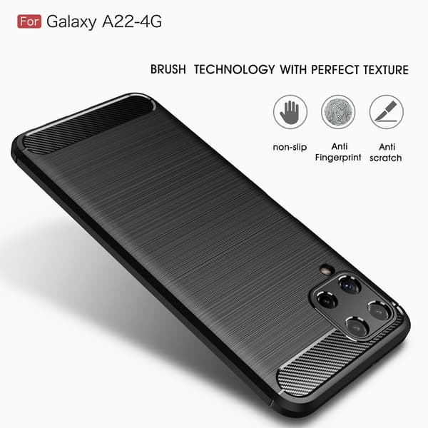 TPU Carbon Skal Galaxy A22 4G - Svart