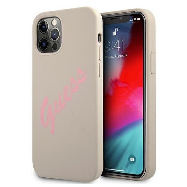 Guess Skal iPhone 12 & 12 Pro Silikon Vintage - Rosa/Grå