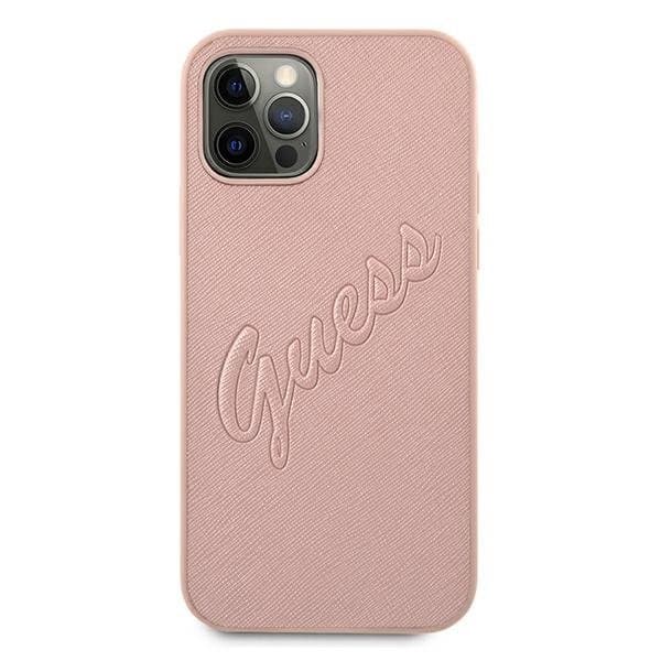 GUESS Skal iPhone 12 & 12 Pro Saffiano Vintage - Rosa