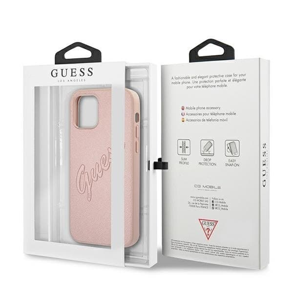 GUESS Skal iPhone 12 & 12 Pro Saffiano Vintage - Rosa