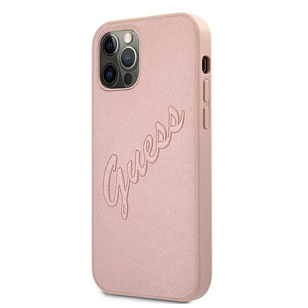 GUESS Skal iPhone 12 & 12 Pro Saffiano Vintage - Rosa