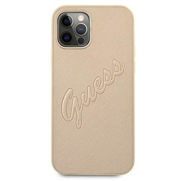 GUESS Skal iPhone 12 & 12 Pro Saffiano Vintage - Guld