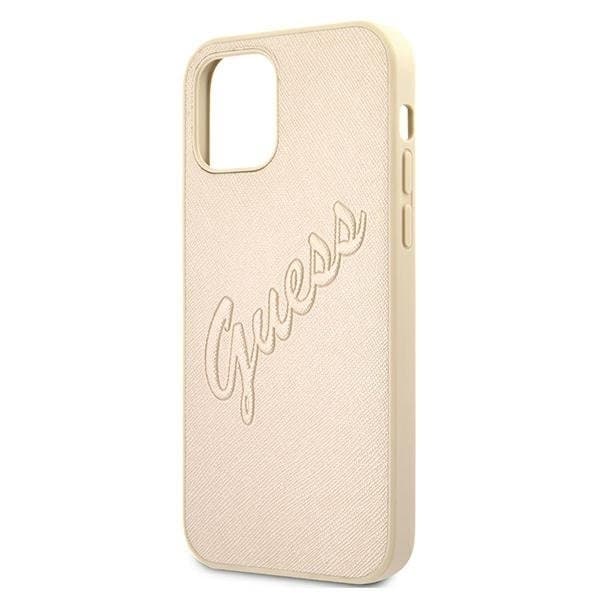 GUESS Skal iPhone 12 & 12 Pro Saffiano Vintage - Guld