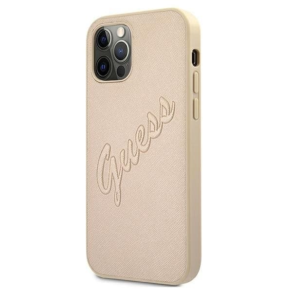 GUESS Skal iPhone 12 & 12 Pro Saffiano Vintage - Guld