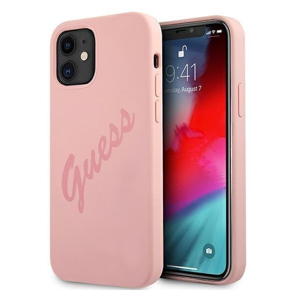 Guess Skal iPhone 12 Mini Script Vintage - Rosa