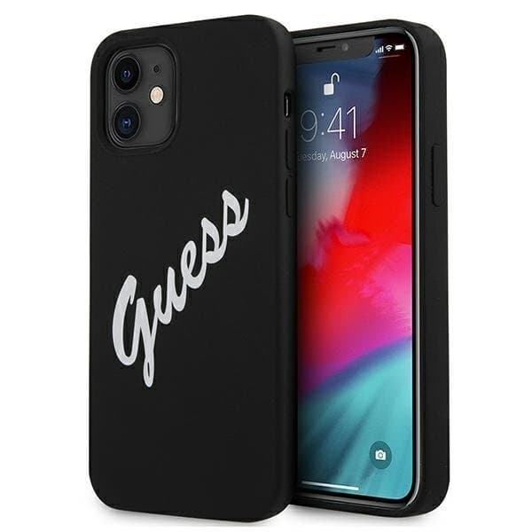 Guess Skal iPhone 12 Mini Silikon Vintage - Svart/Vit