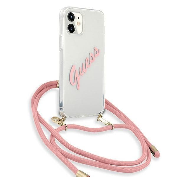 Guess Skal iPhone 12 Mini Script Vintage Strap - Rosa