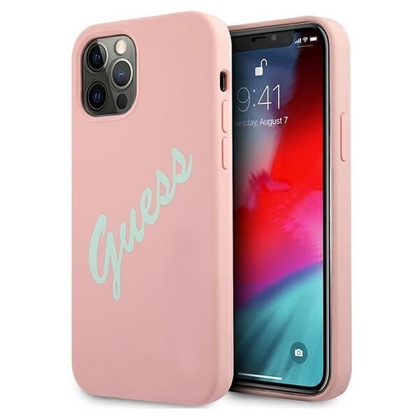 Guess Skal iPhone 12 & 12 Pro Silikon Vintage - Rosa/Grön