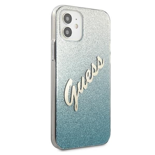 Guess Skal iPhone 12 Mini Glitter Gradient Script - Blå