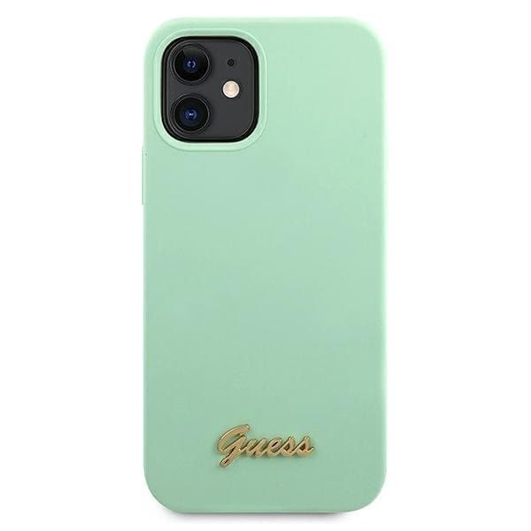 Guess Skal iPhone 12 Mini Metal Logo Script - Grön