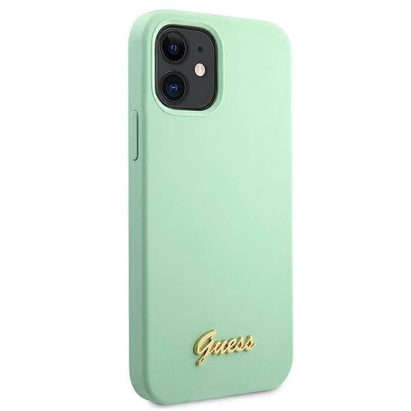 Guess Skal iPhone 12 Mini Metal Logo Script - Grön