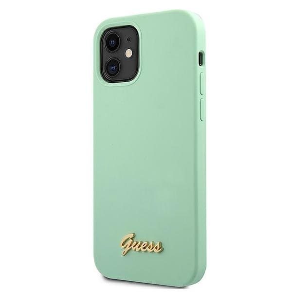 Guess Skal iPhone 12 Mini Metal Logo Script - Grön
