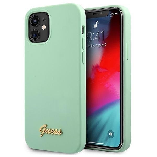 Guess Skal iPhone 12 Mini Metal Logo Script - Grön