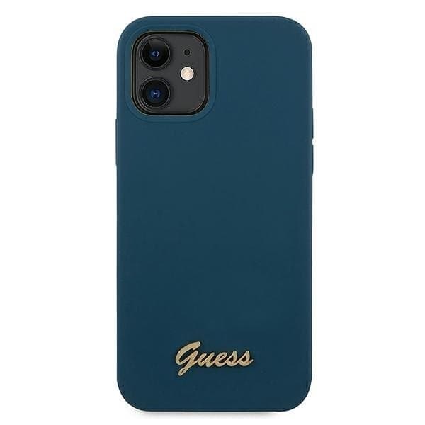 Guess Skal iPhone 12 Mini Metal Logo Script - Blå