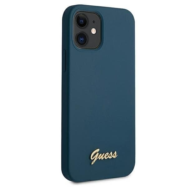 Guess Skal iPhone 12 Mini Metal Logo Script - Blå
