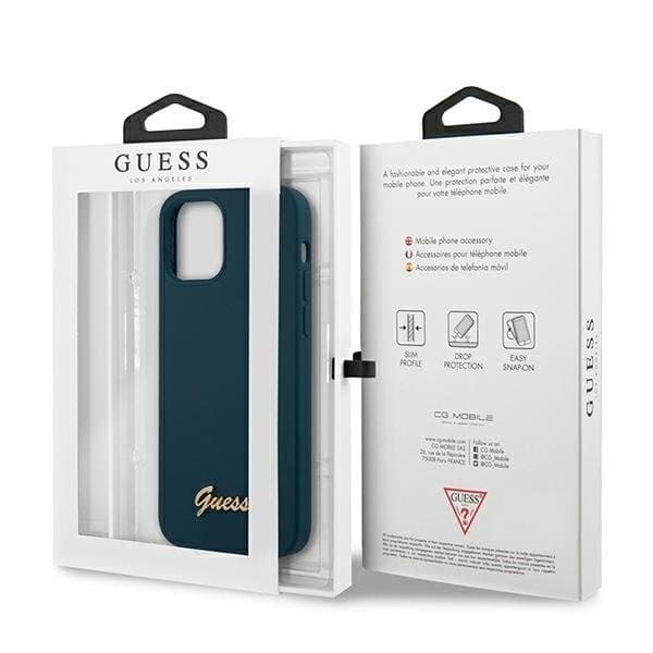 Guess Skal iPhone 12 Mini Metal Logo Script - Blå