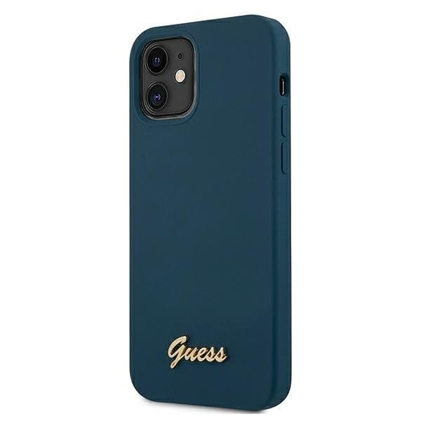 Guess Skal iPhone 12 Mini Metal Logo Script - Blå