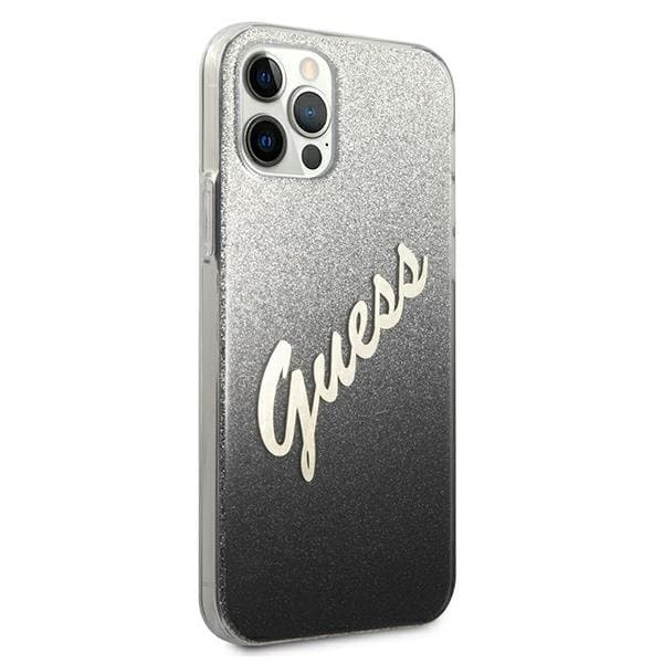 Guess Skal iPhone 12 & 12 Pro Glitter Gradient Script - Svart