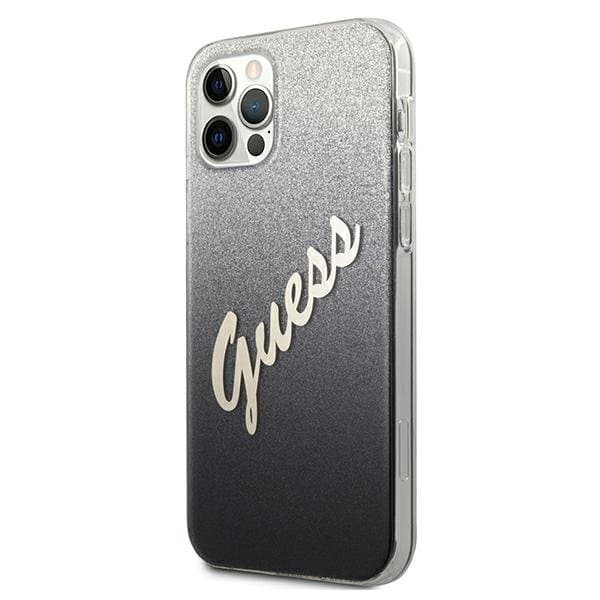 Guess Skal iPhone 12 & 12 Pro Glitter Gradient Script - Svart