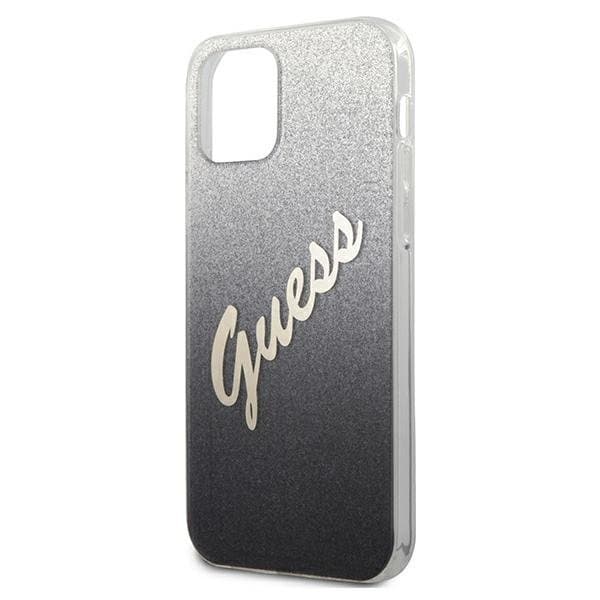 Guess Skal iPhone 12 & 12 Pro Glitter Gradient Script - Svart