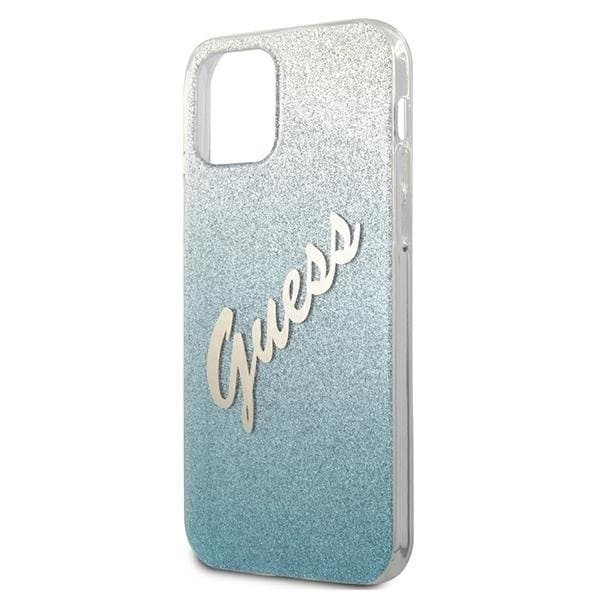 Guess iPhone 12 Pro Max Skal Glitter Gradient Script - Blå