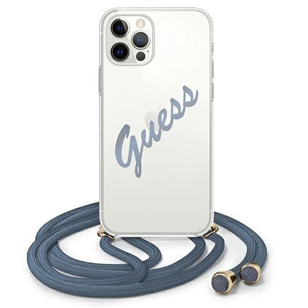 Guess Skal iPhone 12 & 12 Pro Script Vintage Strap - Blå