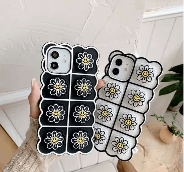 Smiley Flower Pop it Fidget Skal till iPhone 11 - Vit