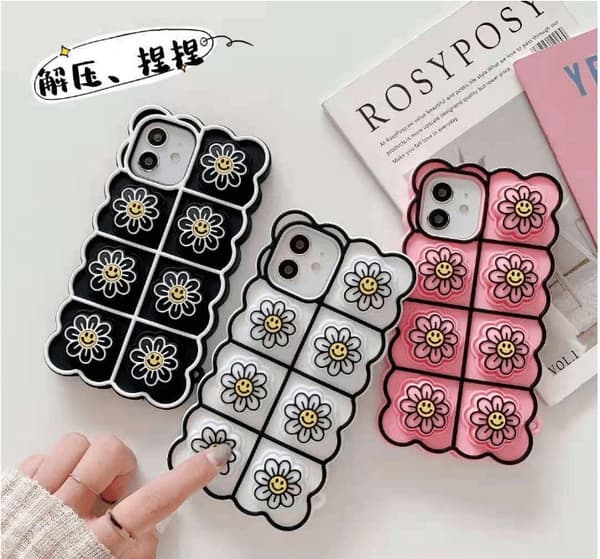 Smiley Flower Pop it Fidget Skal till iPhone 11 - Vit