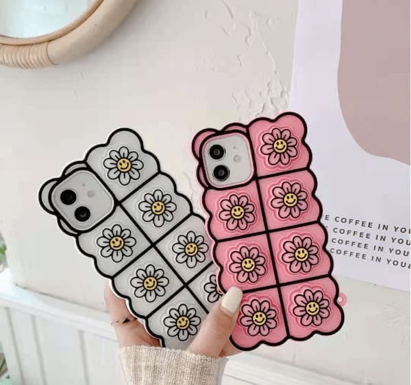 Smiley Flower Pop it Fidget Skal till iPhone 11 - Vit