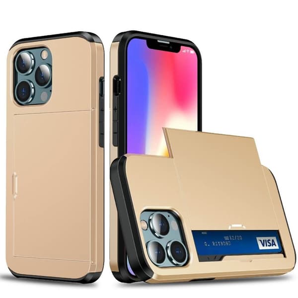 Hybrid Skal med Kortplats till iPhone 13 Pro - Guld