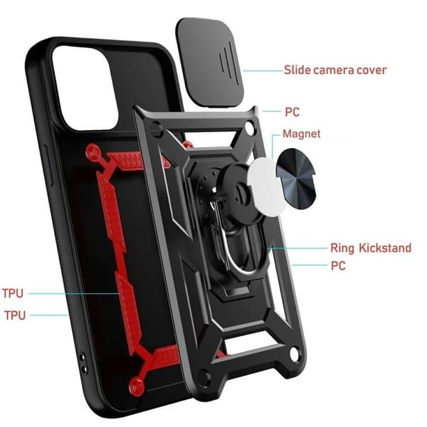 Camshield Mobilskal med Ringhållare iPhone 13 Pro Max - Svart