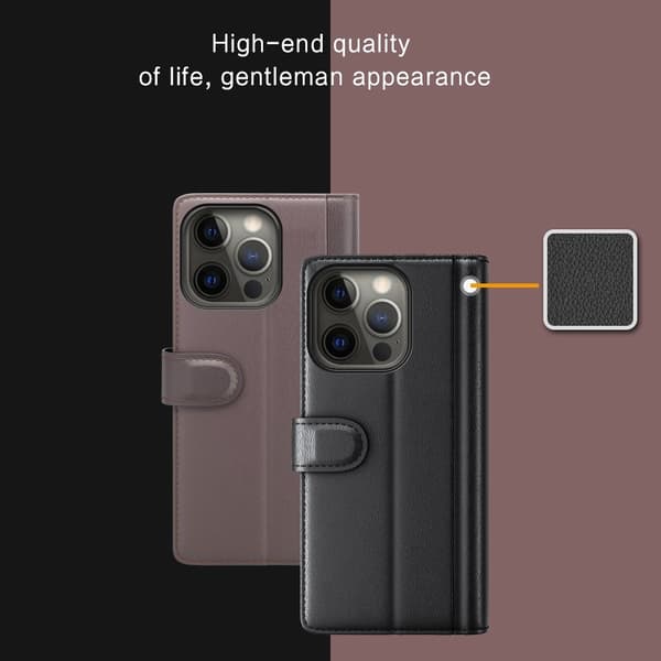 Äkta Läder Fodral till iPhone 13 Pro - Brun