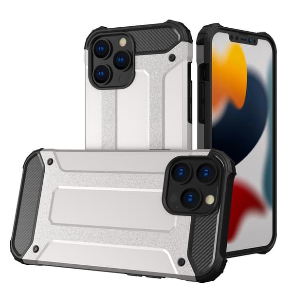 Hybrid Armor Tough Rugged Skal iPhone 13 Pro - Silver