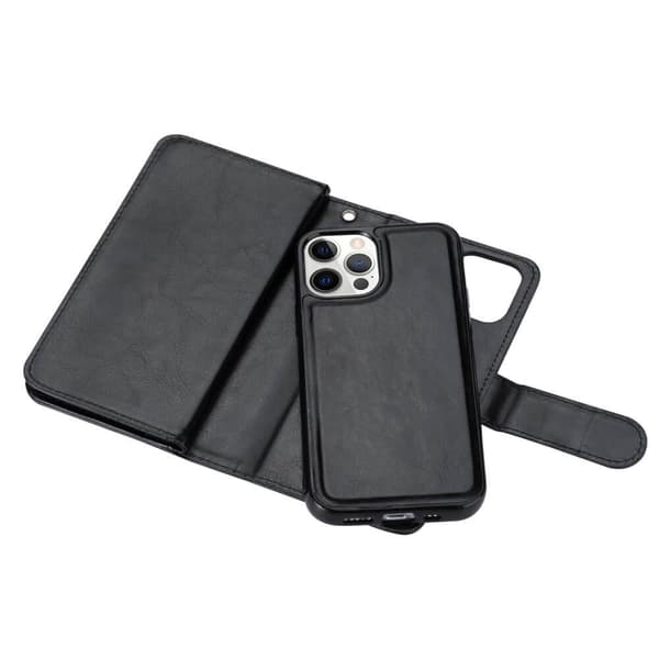 2-i-1 iPhone 13 Pro Max Plånboksfodral 9 Kortplatser - Svart