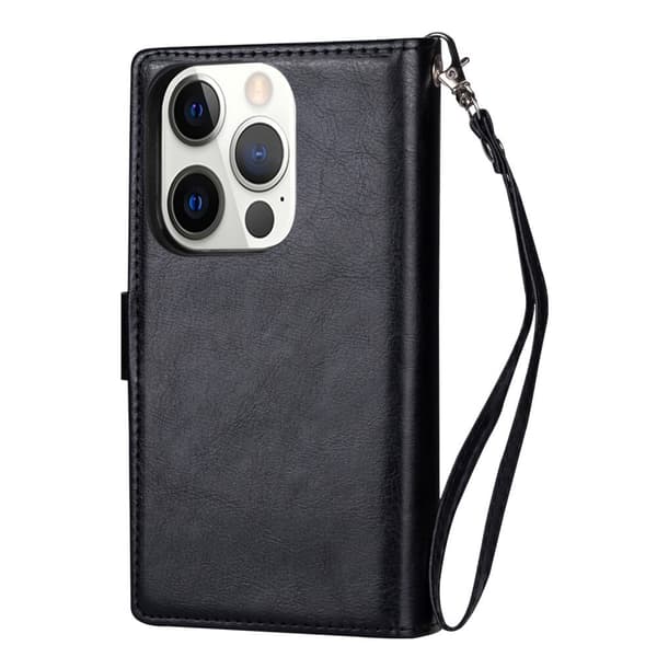 2-i-1 iPhone 13 Pro Max Plånboksfodral 9 Kortplatser - Svart