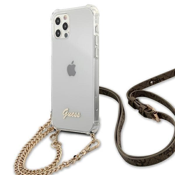 Guess Skal iPhone 12 & 12 Pro Gold Chain - Transparent