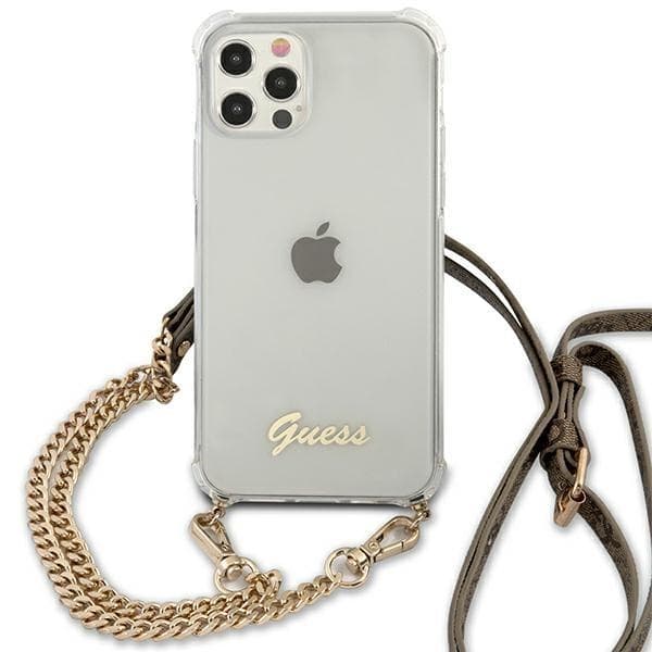 Guess Skal iPhone 12 & 12 Pro Gold Chain - Transparent