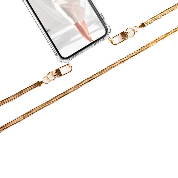 Boom iPhone 13 skal med mobilhalsband- Chain Gold