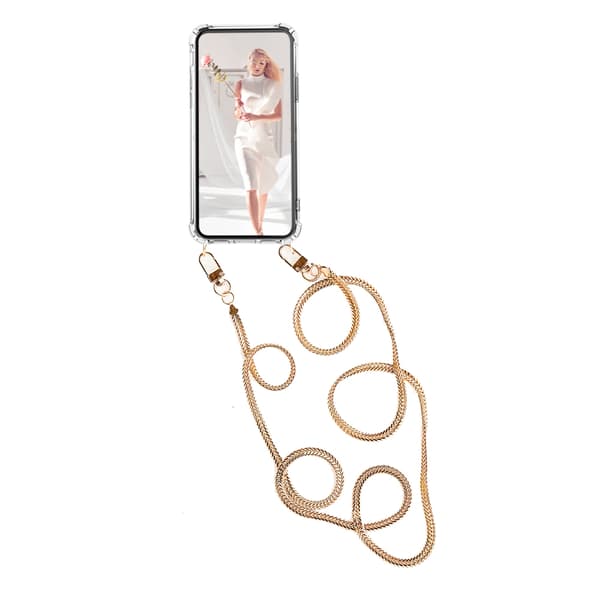 Boom iPhone 13 skal med mobilhalsband- Chain Gold