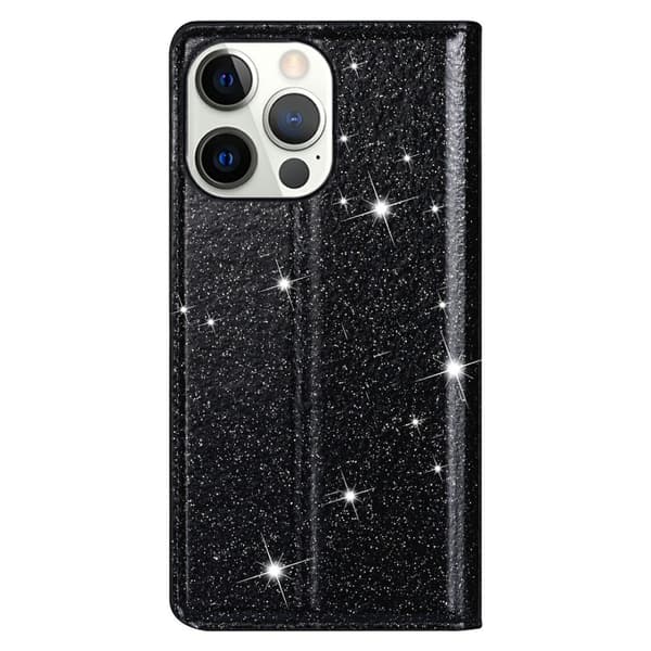 Glittrande Plånboksfodral iPhone 13 Pro - Svart