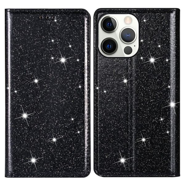 Glittrande Plånboksfodral iPhone 13 Pro - Svart