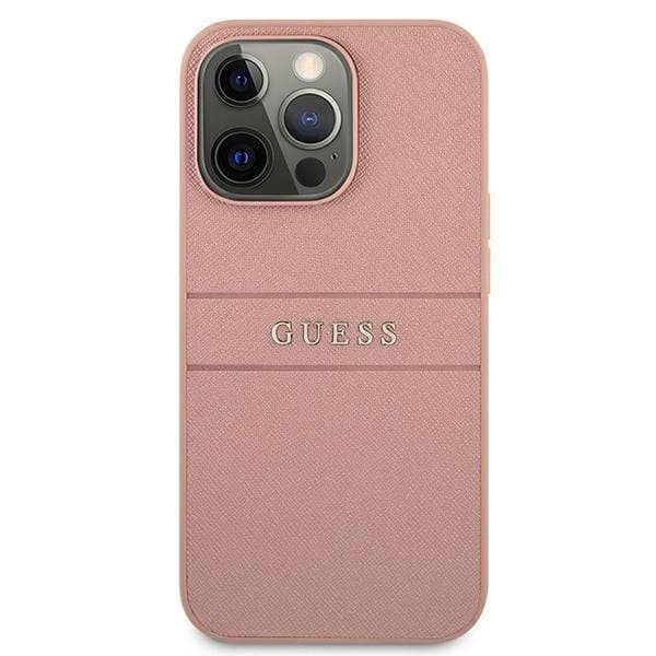 Guess iPhone 13 Pro Skal Max Saffiano Stripe - Rosa