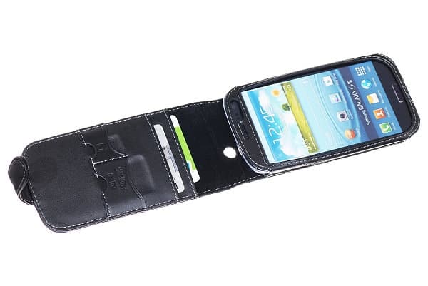Exklusiv Äkta Läder flip mobilväska till Samsung Galaxy S3 i9300