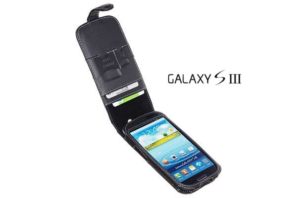 Exklusiv Äkta Läder flip mobilväska till Samsung Galaxy S3 i9300