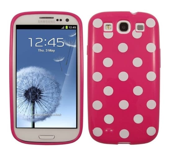 Polka dot FlexiCase Skal till Samsung Galaxy S3 i9300 (Magenta)