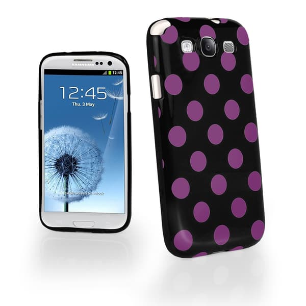 Polka dot FlexiCase Skal till Samsung Galaxy S3 i9300 (Svart Lila)