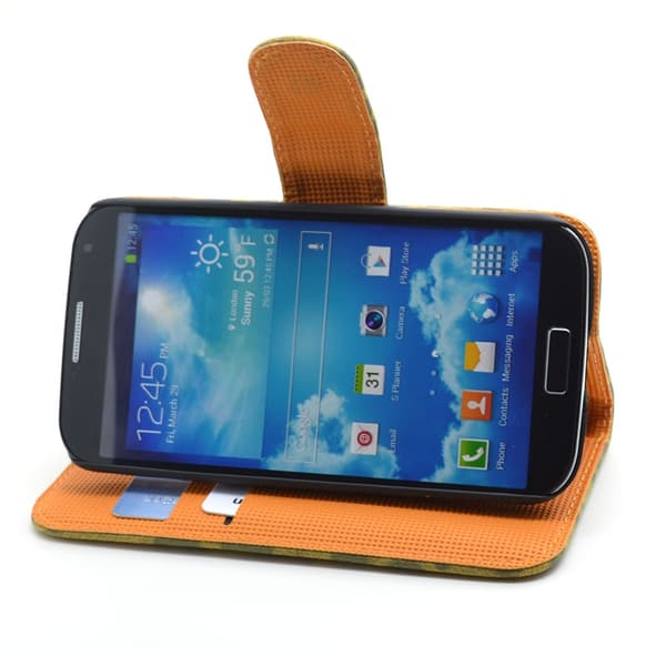 Leopard Plånboksfodral till Samsung Galaxy S4 i9500 (Gul)