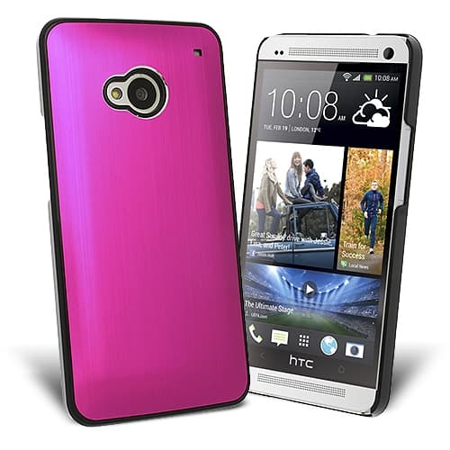 Metal Brushed Baksideskal till HTC One (M7) (Magenta)